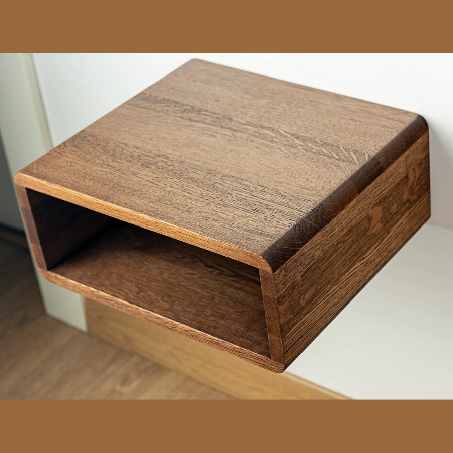 carpentray 12x12 inch wooden wall bedside table (dark brown)