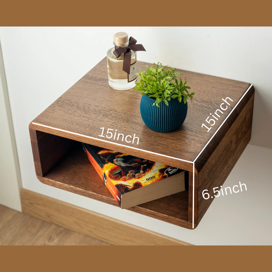 carpentray 15x15 inch wooden wall bedside table (dark brown)