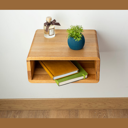 carpentray 15x15 inch wooden wall bedside table (light brown)