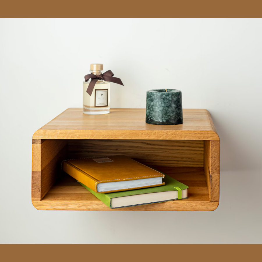 carpentray 15x15 inch wooden wall bedside table (light brown)