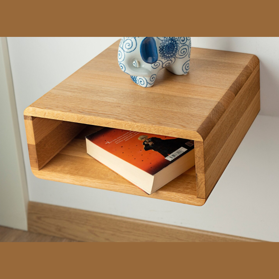 Carpentray 15x15 inch Wooden Wall Bedside Table (Light Brown)