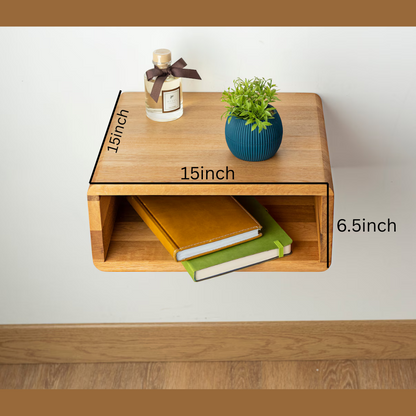 carpentray 15x15 inch wooden wall bedside table (light brown)