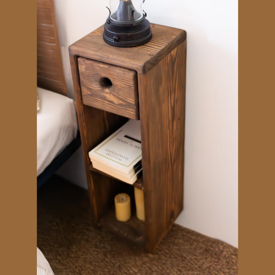 carpentray wooden floating nightstand with drawer