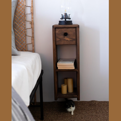 carpentray wooden floating nightstand with drawer