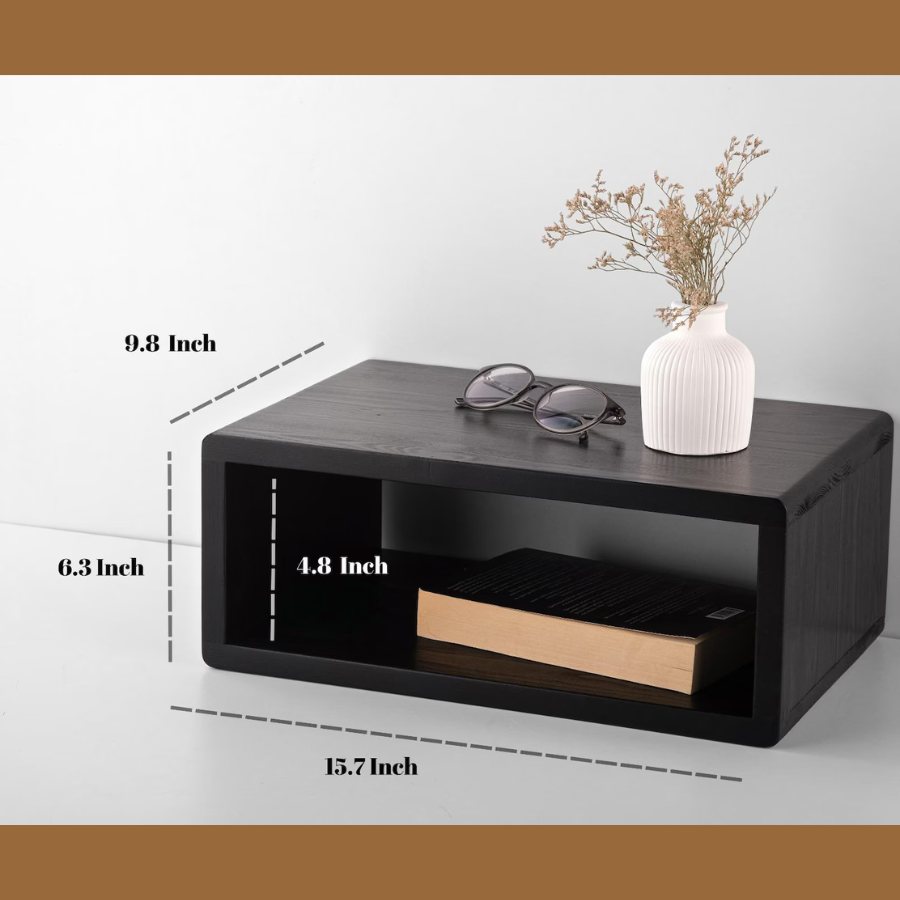 Carpentray Wooden Black Wall Bedside Table