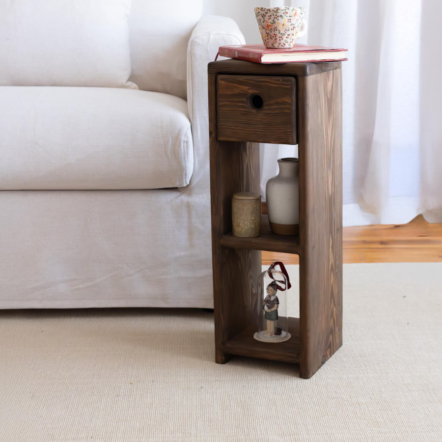 carpentray wooden floating nightstand with drawer