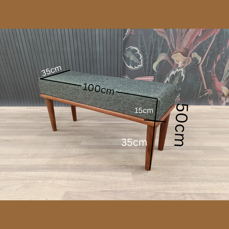 Carpentray 100Cm Long Solid Wood Bench with Cushion