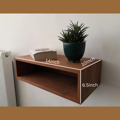 carpentray wooden wall bedside table (brown)