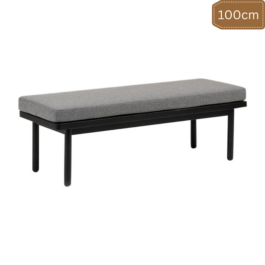 Carpentray 100Cm Long Solid Wood Bench with Gray Cushion