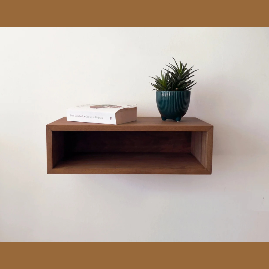 carpentray wooden wall bedside table (brown)