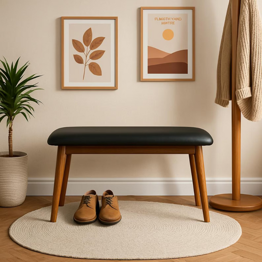 Carpentray 90cm Long Bench for Entryway (Black, Brown)