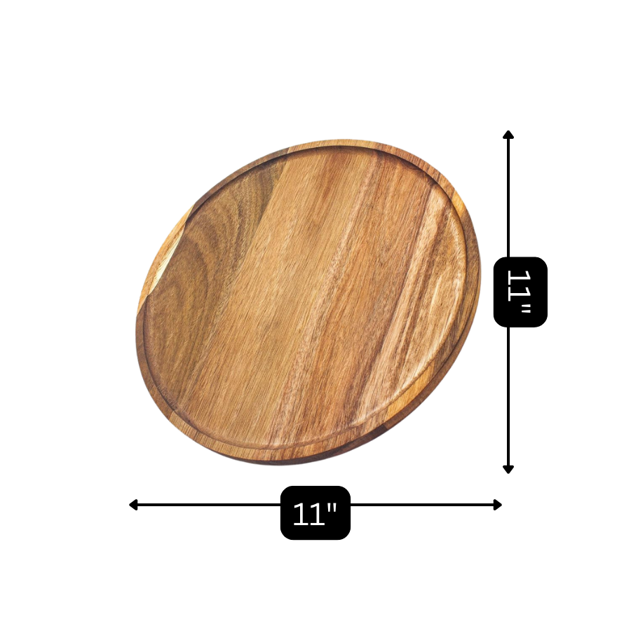 Carpentray Round Wood Tray, Wooden Serving Tray Organizer for Kitchen/Countertop, 11 x 11 x 0.8 inch