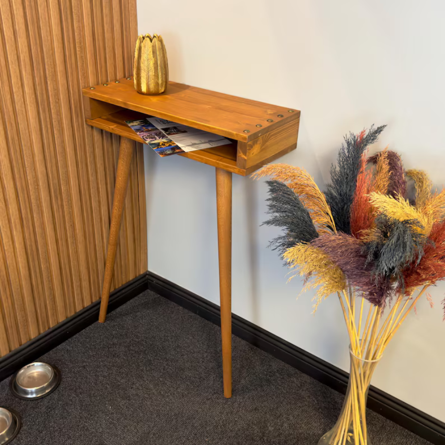 Carpentray 66cm Long Dual Shelf Woodeb Console Table (Teak Finished)