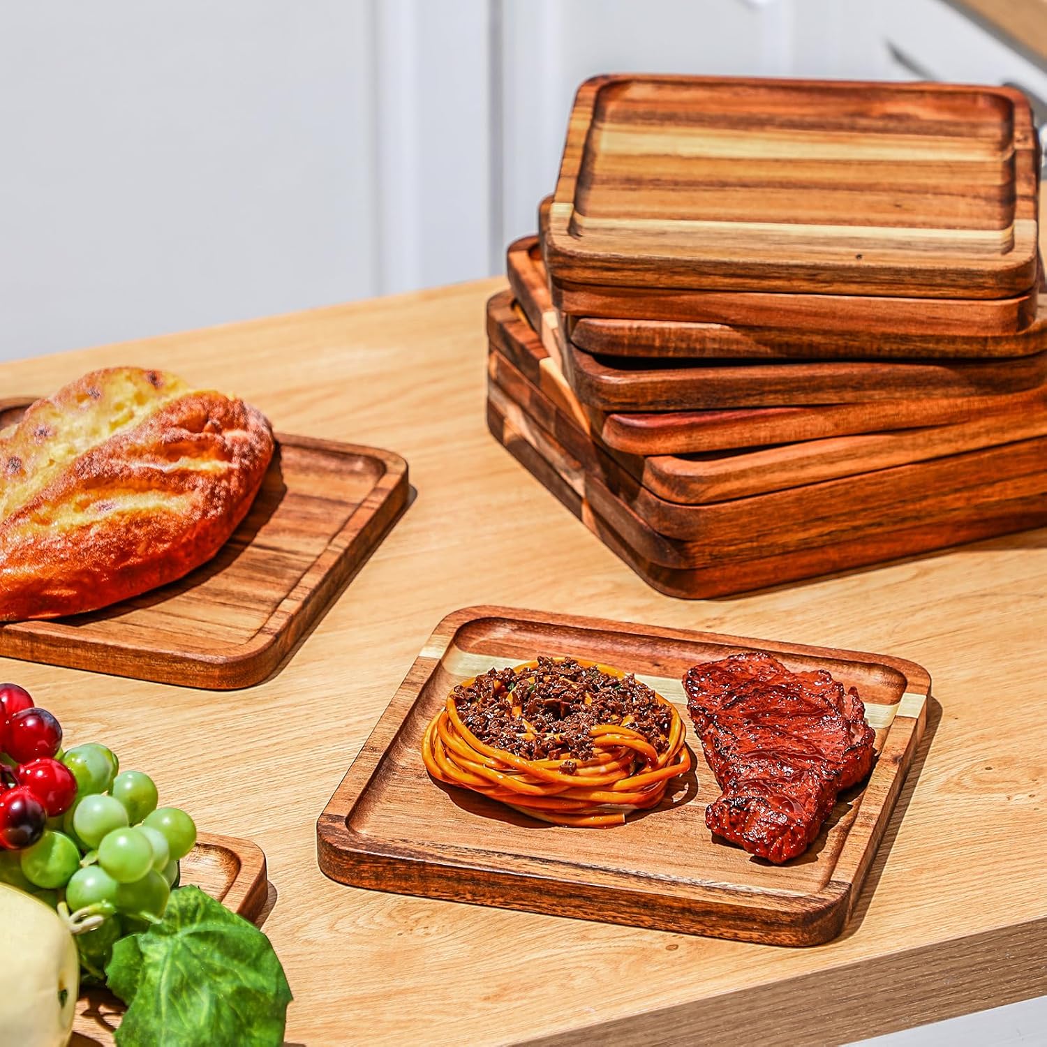 carpentray 12 pcs wooden plates 8 inch square
