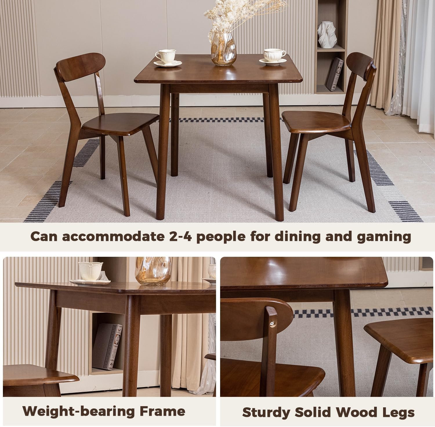 carpentray 29.5" solid wood dining table, modern small dining table