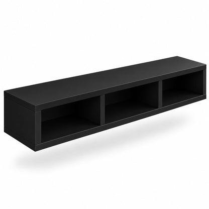 carpentray 60cm long wooden tv stand for living room | modern floating wall mounted (black, 60cm long)