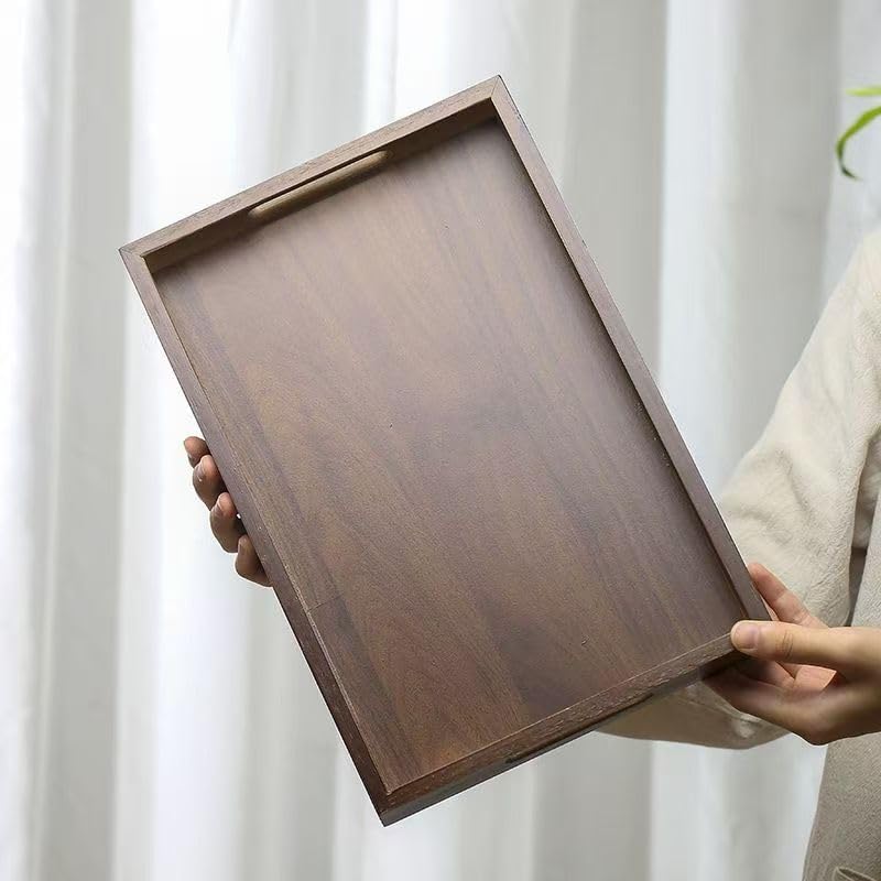 carpentray wood serving tray with handles(14.96x10.24x1.57 inches)