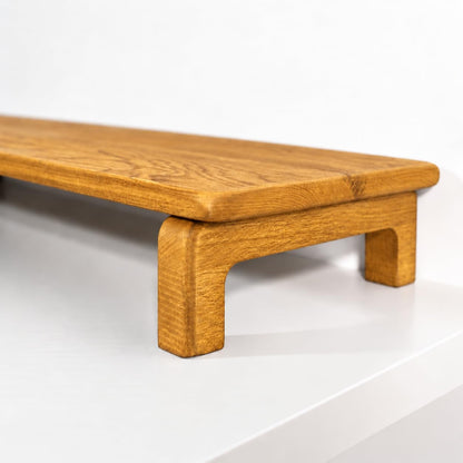 carpentray 66cm long wooden monitor stand riser with underneath keyboard storage, desktop organizer for computer and laptop, home office and study desk (d-teak, 66cm long)