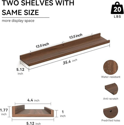 carpentray 35'' inches long dark brown wall shelf
