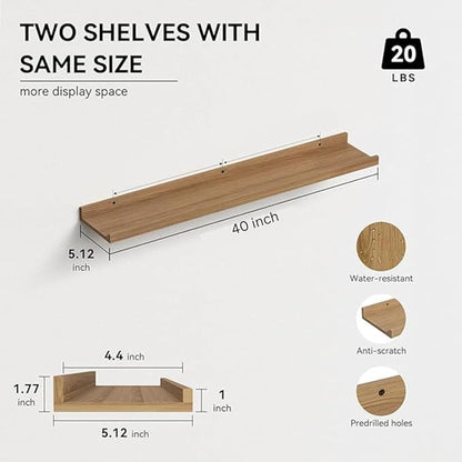 carpentray 40'' inches long light brown wall shelf