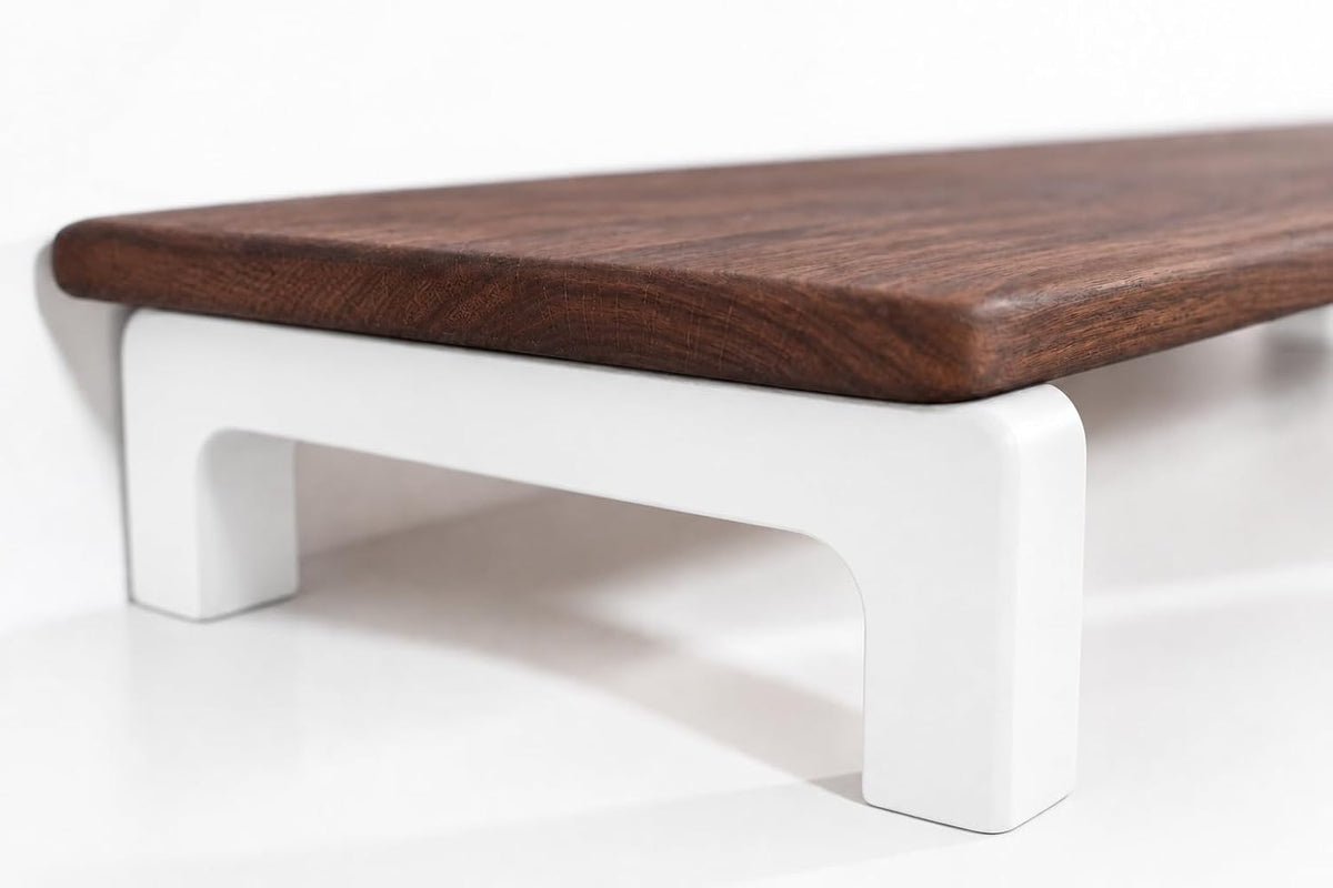 carpentray 80cm long wooden monitor stand riser with underneath keyboard storage, desktop organizer for computer and laptop