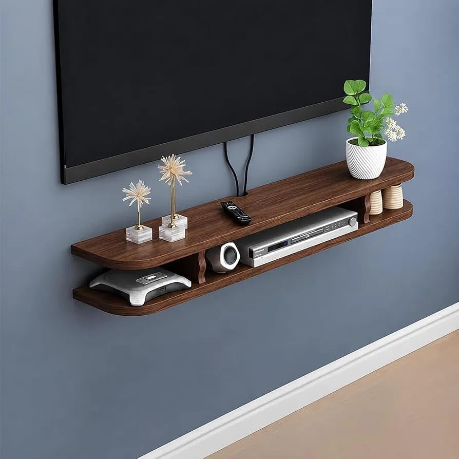 Carpentray 100cm Long Wooden Floating TV Stand for Living Room, Wall Mounted TV Console with Open Storage Shelves, Modern Entertainment Center for Television,(100cm Long)