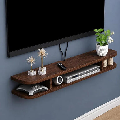 carpentray 80cm long wooden floating tv stand for living room, wall mounted tv console with open storage shelves, modern entertainment center for television,(80cm long)