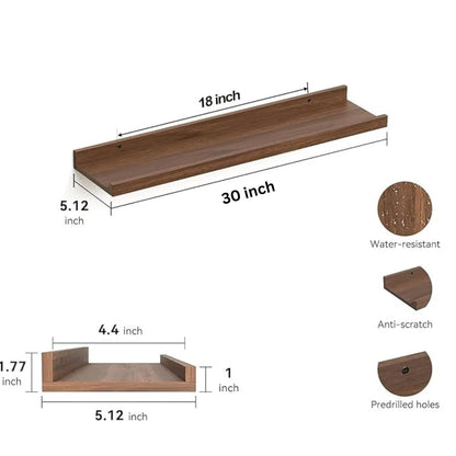 carpentray 30'' inches long dark brown wall shelf