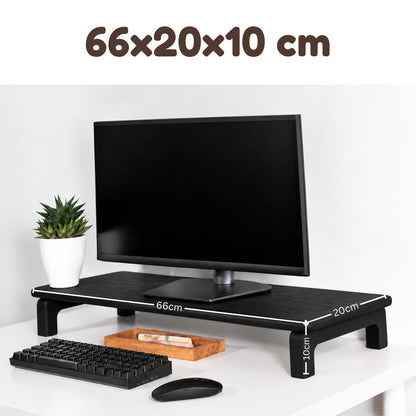 carpentray 66cm long wooden monitor stand riser with underneath keyboard storage, desktop organizer for computer and laptop