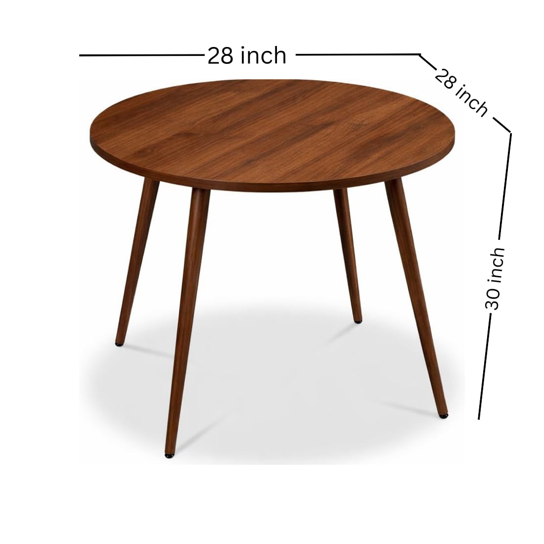 carpentary 28x28 inch round sheesham wood 4 seater dining table (walnut)