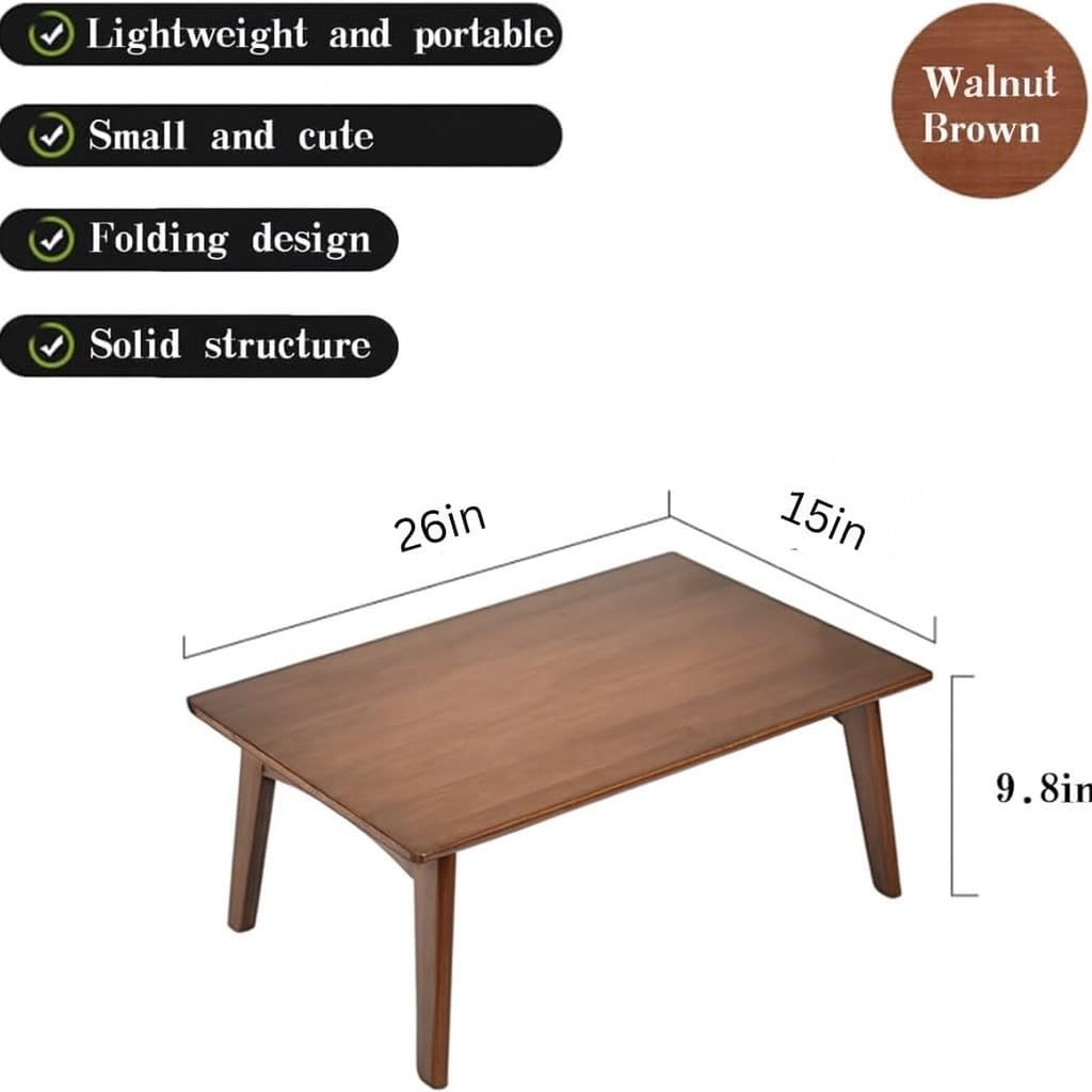 carpentray solid sheesham wood foldable small table - foldable floor desk (66x38x28 cm) black