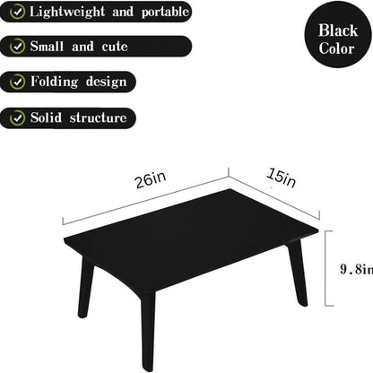 carpentray solid sheesham wood foldable small table - foldable floor desk (66x38x28 cm) black