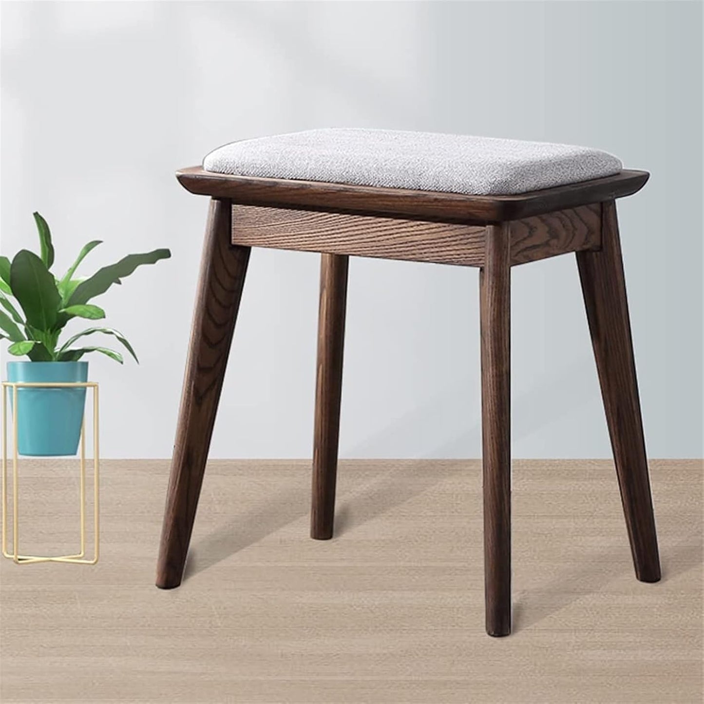 Carpentray Wooden Stool/Seat/Ottoman/Bench in Solid Sheesham Wood Stool with Cushion | Sitting Chair (Brown)