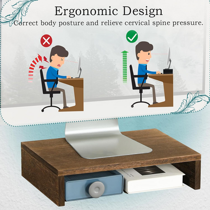 carpentray wooden small leptop+monitor riser