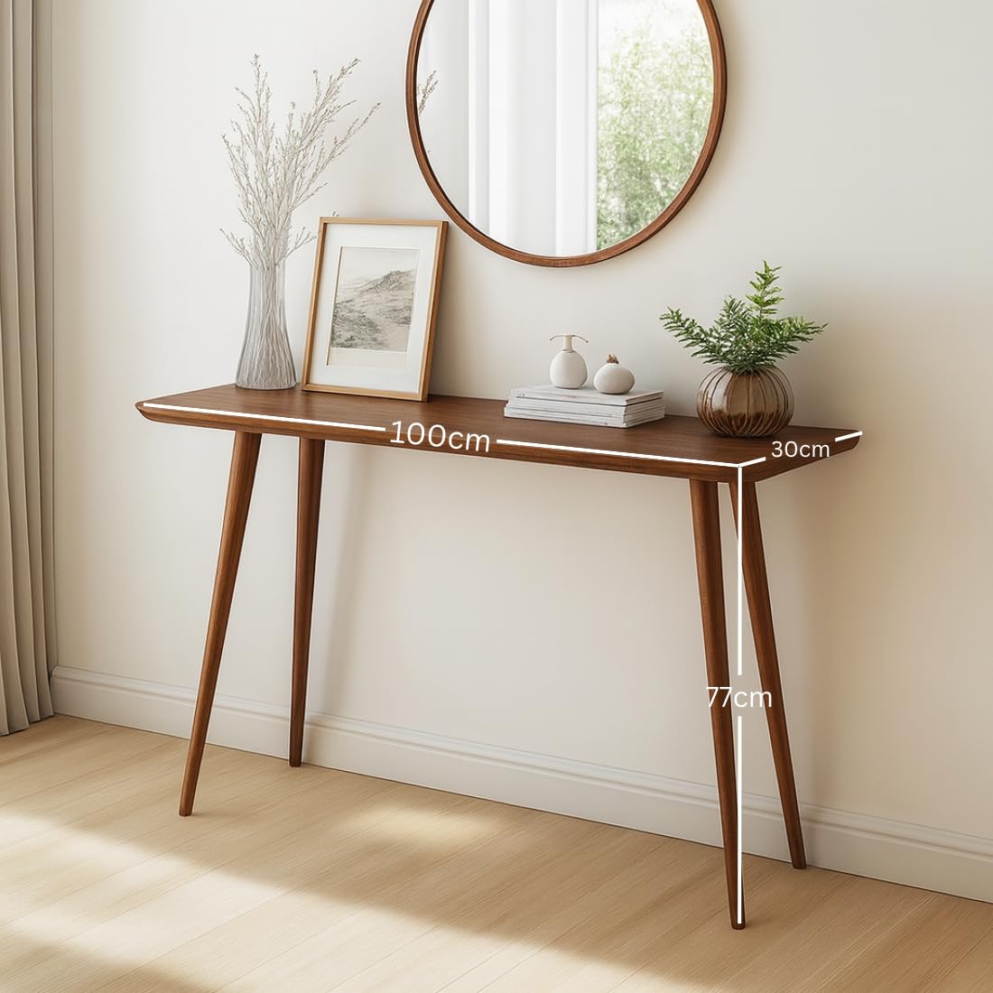 carpentray 100cm long wooden console table (brown)