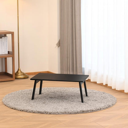 carpentray solid sheesham wood foldable small table - foldable floor desk (66x38x28 cm) black