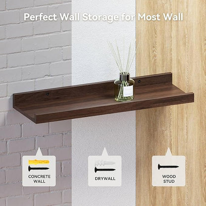 carpentray 35'' inches long dark brown wall shelf