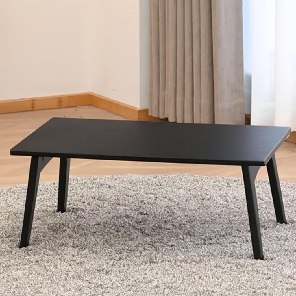 Carpentray Solid Sheesham Wood Foldable Small Table - Foldable Floor Desk (66X38X28 Cm) Black