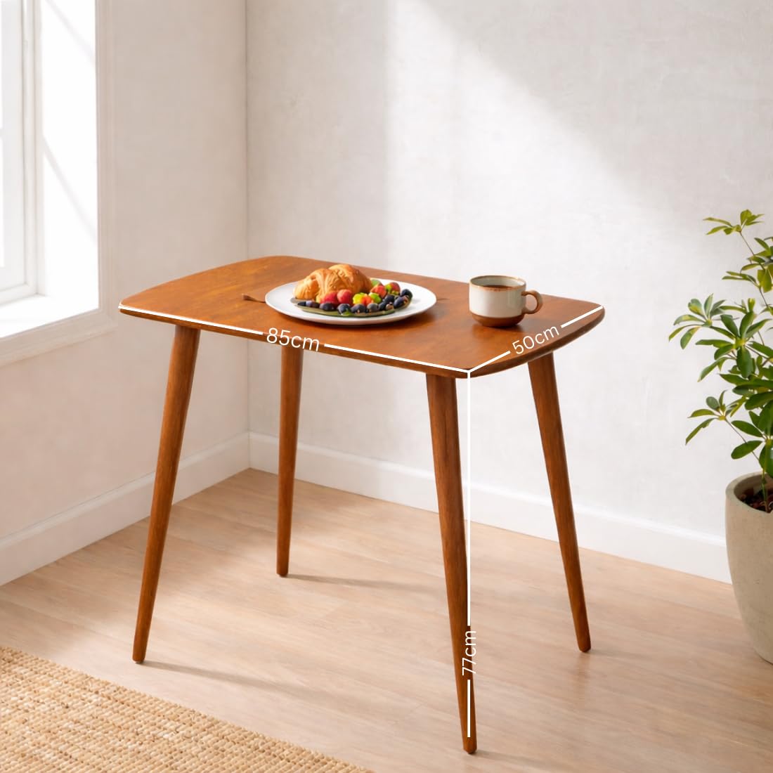 85Cm Long Rectangle Sheesham Wood 4 Seater Dining Table