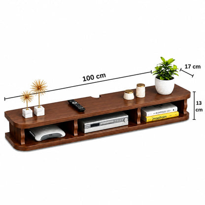 carpentray 100cm long wooden floating tv stand for living room, wall mounted tv console with open storage shelves, modern entertainment center for television,(100cm long)