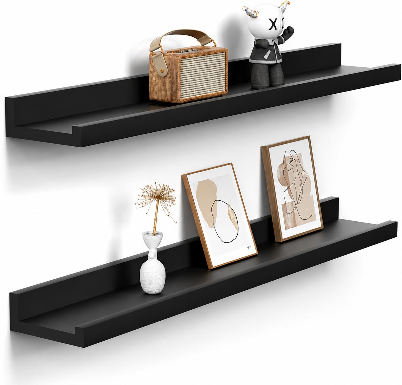 Carpentray 40" Long Picture Ledge Shelf for Wall, Solid Wood Nursery Book Shelves