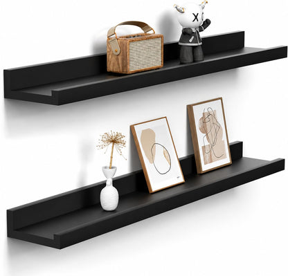 carpentray 40" long picture ledge shelf for wall, solid wood nursery book shelves