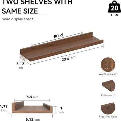 carpentray 24'' inches long dark brown wall shelf