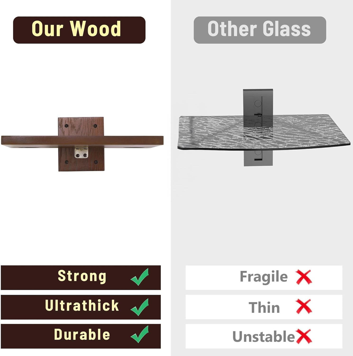 carpentray floating projector wall mount tv shelf (brown)