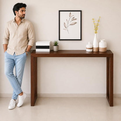 carpentray long solid sheesham wood console table | wooden entryway