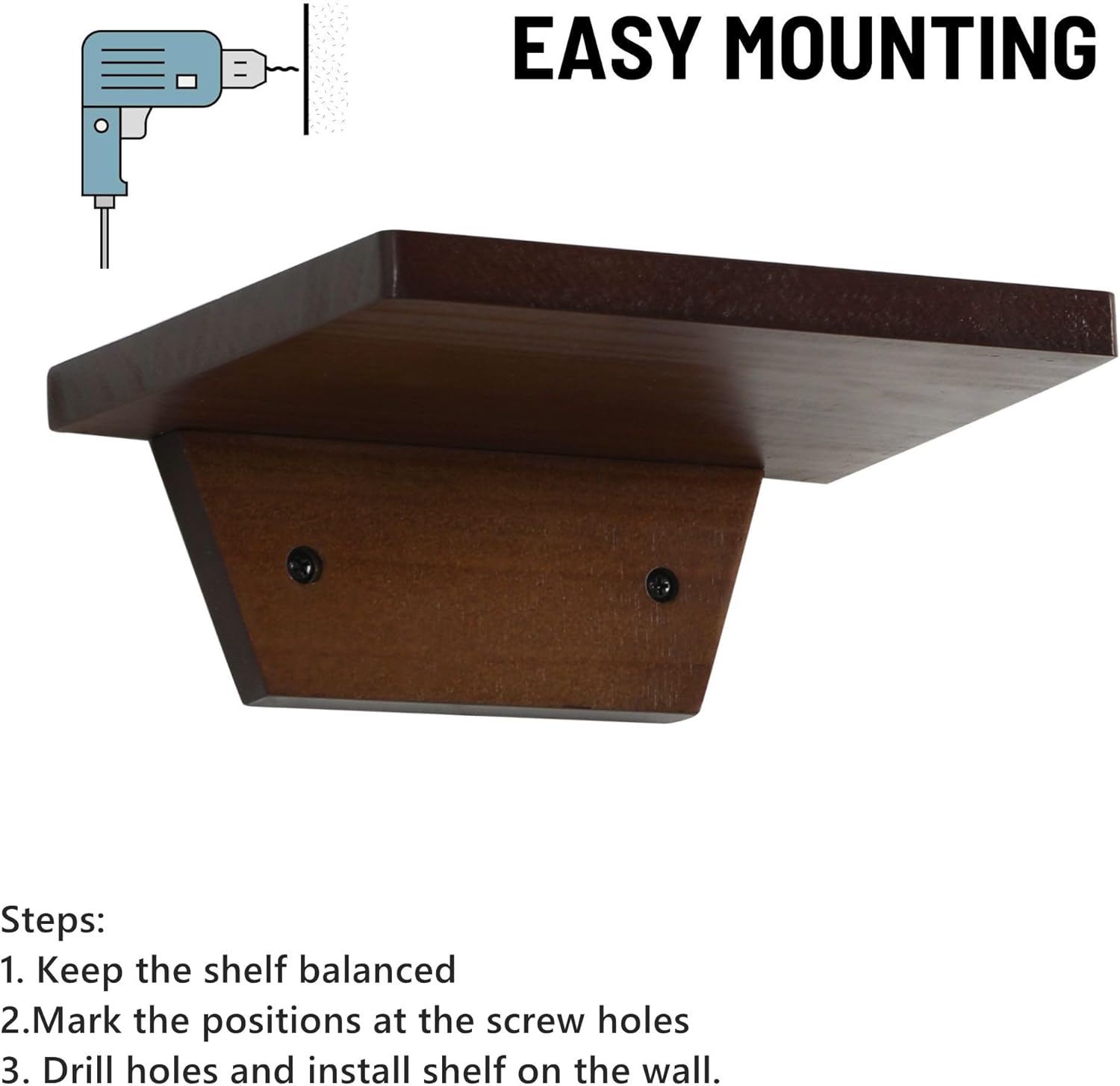 carpentray wooden mini wall shelf set of 2 (brown)