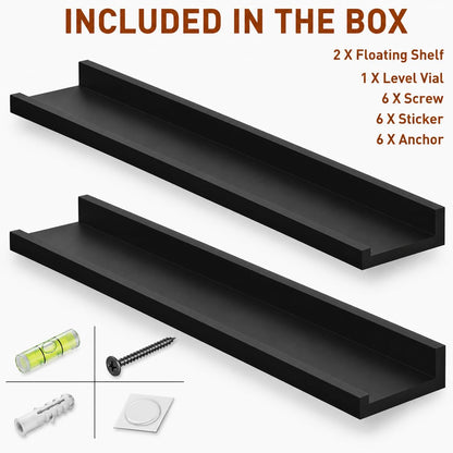 carpentray 40" long picture ledge shelf for wall, solid wood nursery book shelves