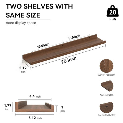 carpentray 20 inches long dark brown wall shelf