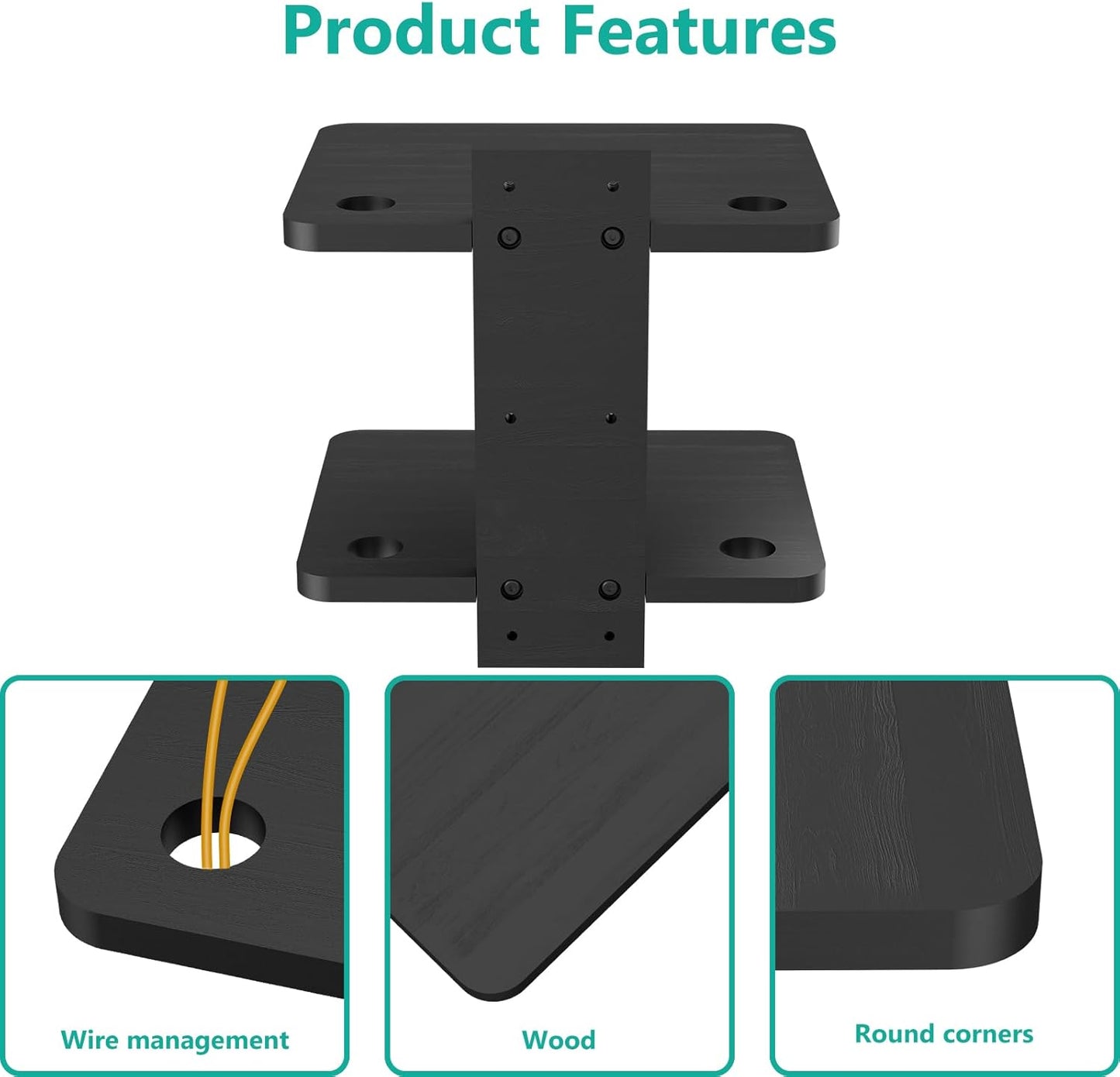 Carpentray Wooden Floating Dual Shelf Projector Stand (Black)