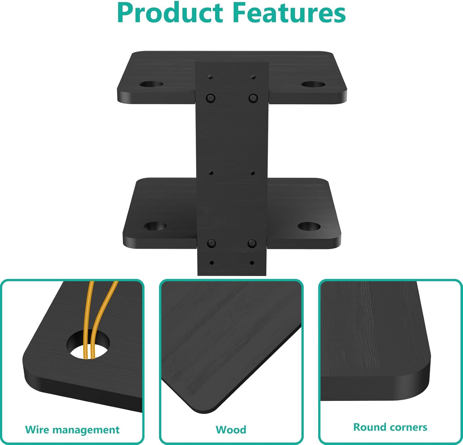 carpentray wooden floating dual shelf projector stand (black)